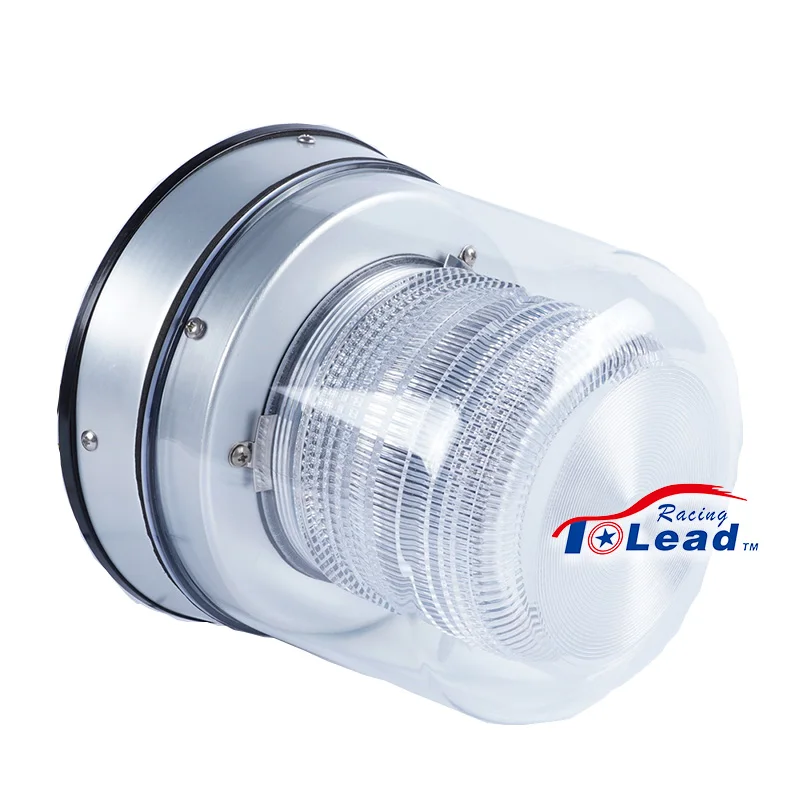 High Profile Permanent Dual Cover White Xenon Strobe Lamp Heavy-Duty Spun Aluminum Base Tall Dome Flashing Warning Beacon Light