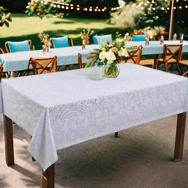 Elegant Embossed Lace PVC Tablecloth Luxury Rectangular Floral Fabric Pattern Home Outdoor Wedding Party Banquet Wholesale