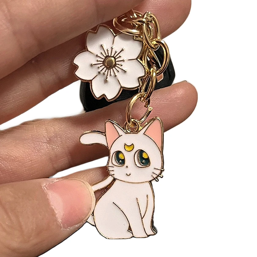 Kawaii Luxury Animal Cartoon Enamel Rose Flower Keyring