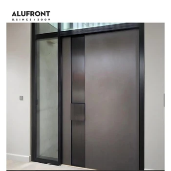 Foshan Top Factory Customization Modern Security Home Doors External Solid Aluminum Pivot Doors for House