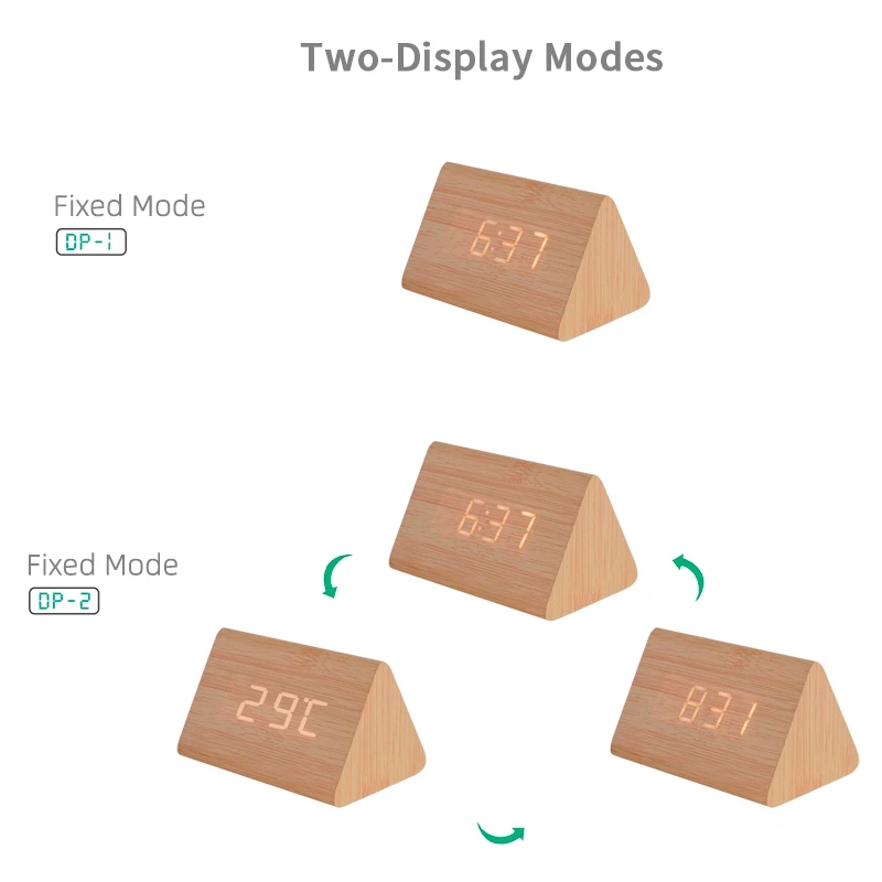 Discount Offer Time Date Temperature Splash Proof Wooden Wood Clock New LED Desk Alarm