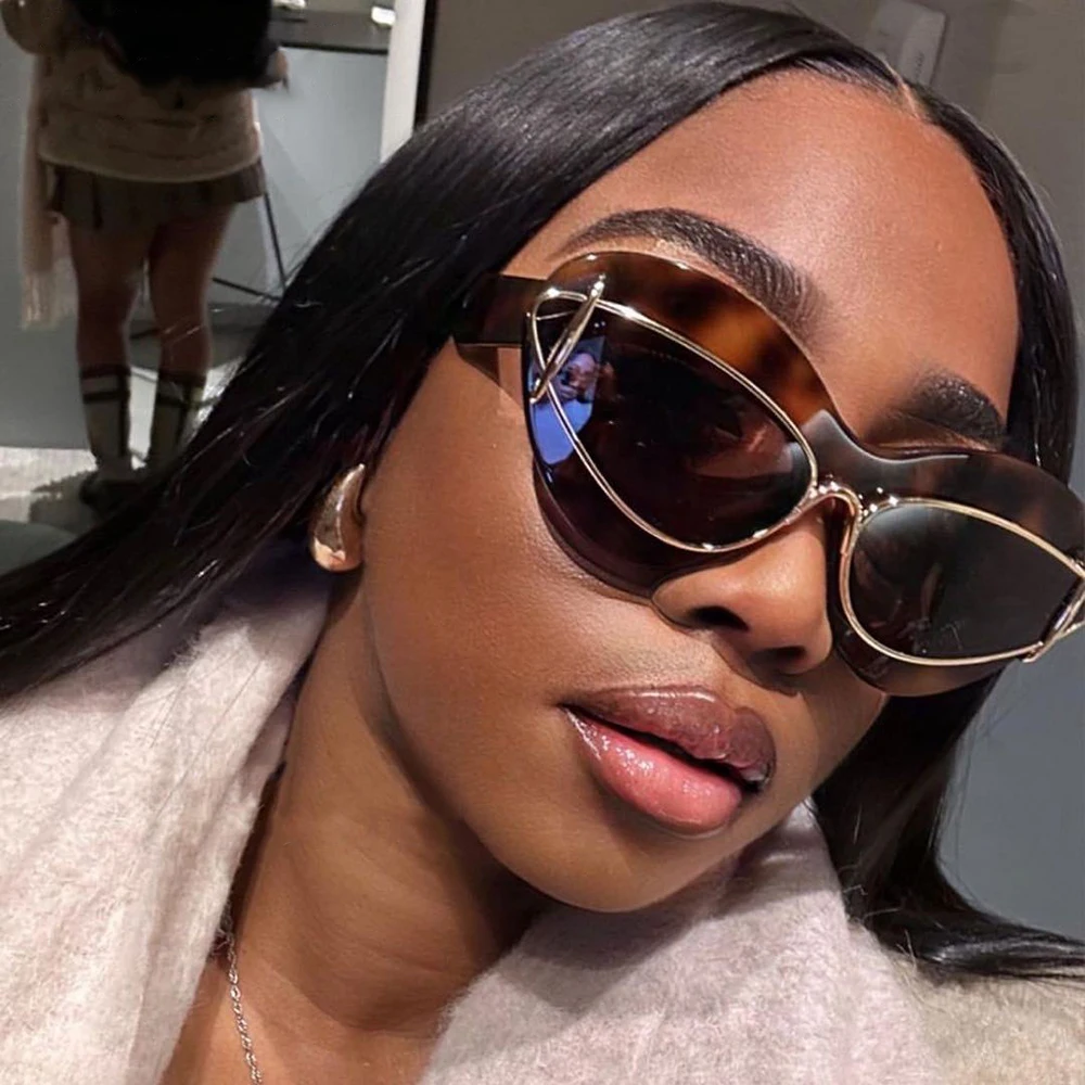 SEA sunglasses BROWN 2025年モデル 2025 Fashion Leopard Cat Eye Sunglasses - Oversize Eyewear