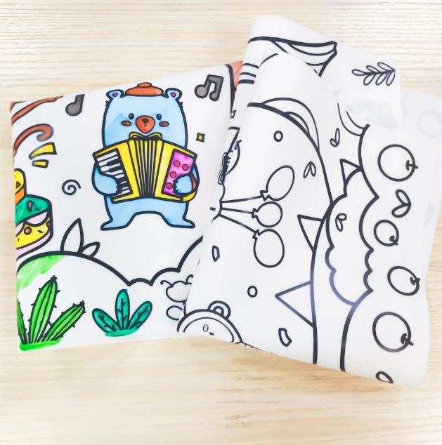Tappetino In Silicone Per Pittura Per Bambini 60x40 Cm Con Portapennelli E Bicchiere - Blù - Antiaderente E Riutilizzabile