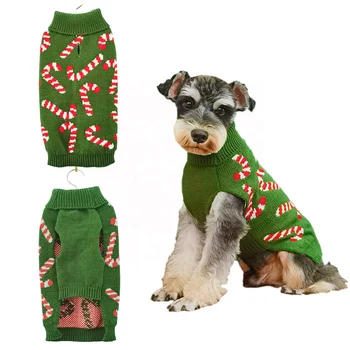 Factory Customizable Multicolor Pure Cotton Dog Sweater Green Knitted Pet Apparel for Christmas for Canes Other Accessories
