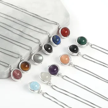 Sterling Silver 925 Necklaces 12 Zodiac Jewelry Natural Stone Healing Crystal Bead Necklace Silver 8mm Bead Gemstone necklace