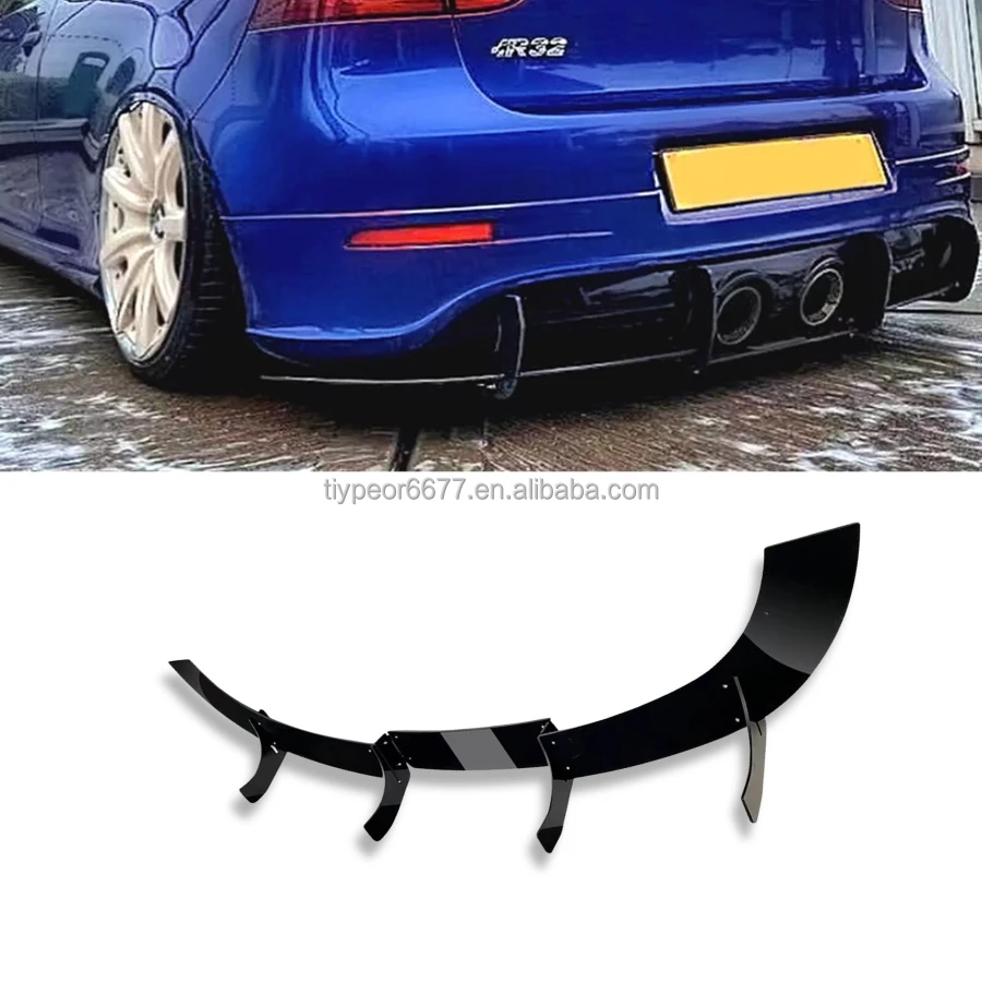 product car rear bumper diffuser shark fin for vw volkswagen golf 5 mk5 r32 2005   2008 tail blade frame exhaust guard trim splitter lip-4