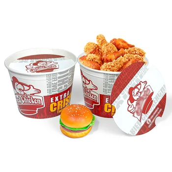 ZJPACK Large Big Size Coston KFC Paper Tub Cup 64oz 85 oz 150oz 170oz  Paper Fried Chicken Popcorn Bucket with Lid