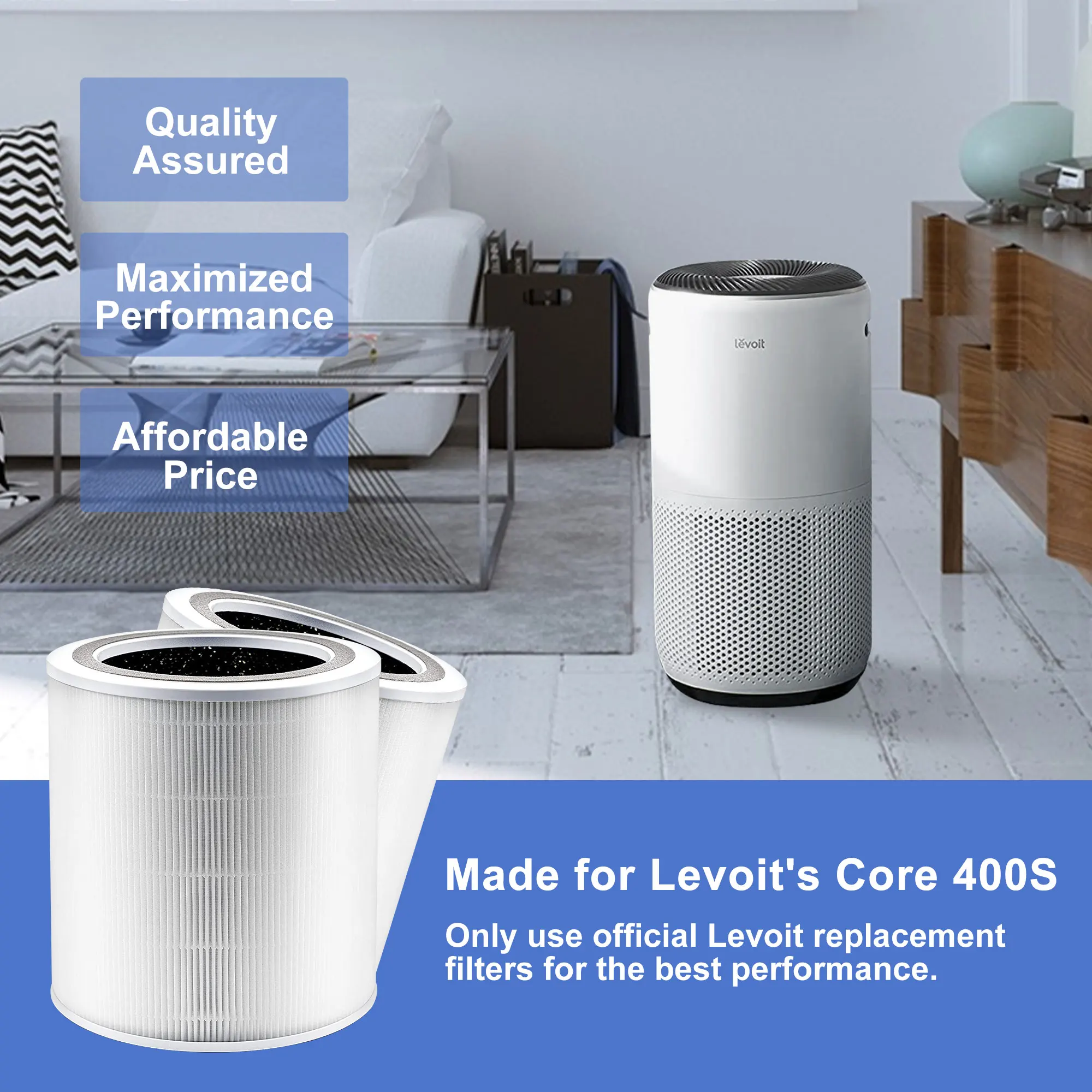 Replacement Filter For Levoit Air Purifier Core 400S Part Core 400S-RF H13  HEPA Filtration 5