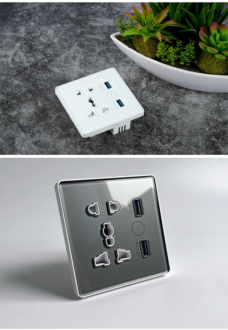 Smart Home Universal USB Wall Socket 13A Tuya Zigbee Multi-function Power Socket Alexa Google Home