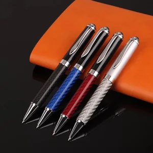 High Quality Luxury Carbon Fiber Stainless Steel Metal Ball Pen with Logo