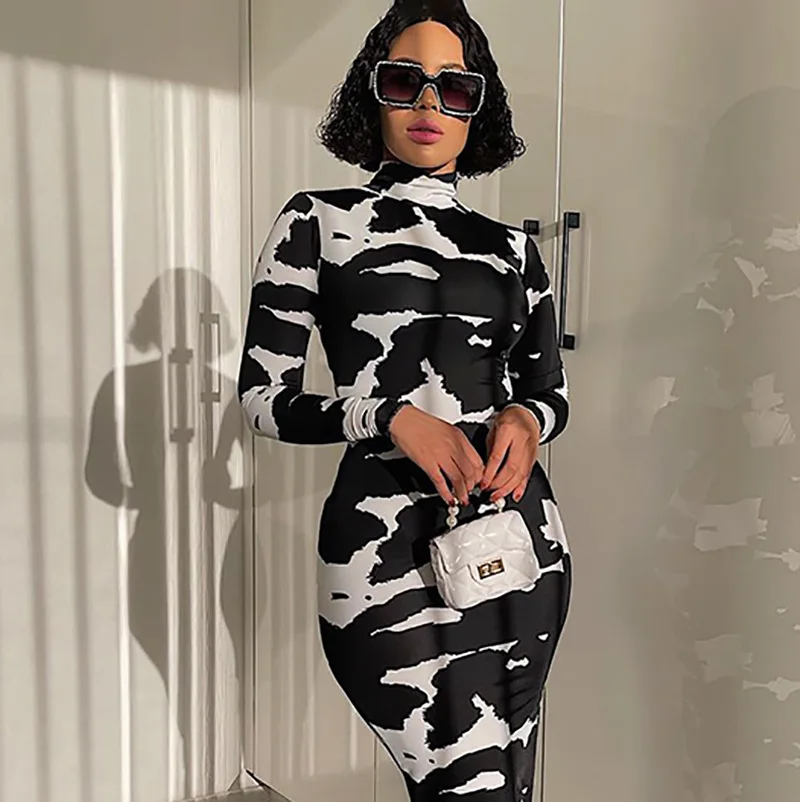 Autumn Winter Fashion Cow Print Midi 