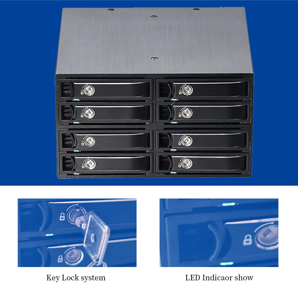 SFF-8643 Hot Swap Aluminum 8 Bay MiniSAS 2.5-Inch HDD Enclosure
