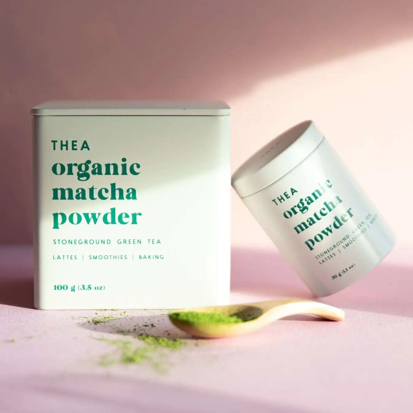 Latas de Metal blanco de especias Matcha, latas cuadradas de Metal, caja pequeña de lata para almacenamiento de Matcha, lata de té