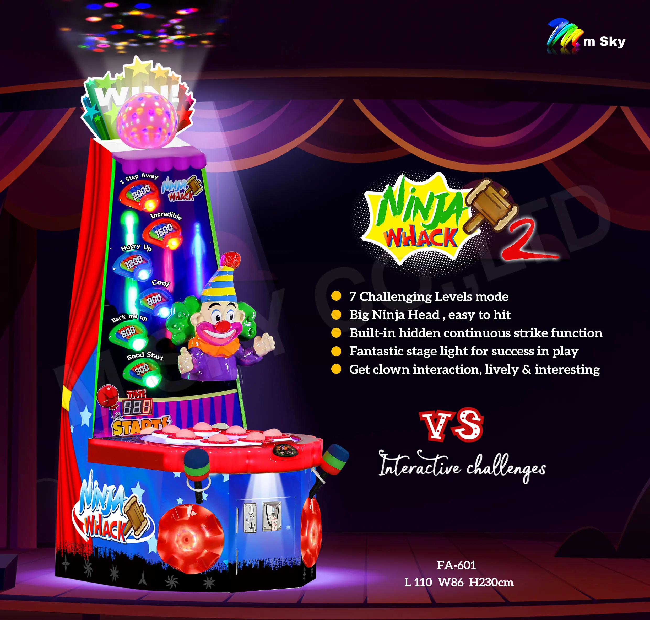 New Arcade Coin Operated Kiddie Rides Machine - Ninja Whack 2