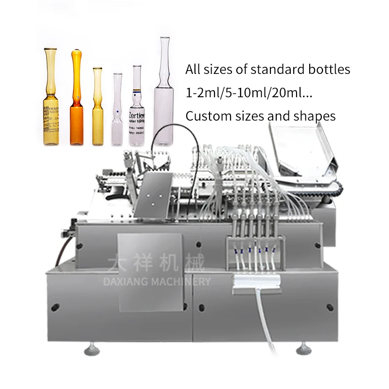 ALG-6 Heads Glass Bottle Ampul Wire Drawing Aseptic Flowing Oral Liquid Sealing Ampoule Filling Machine