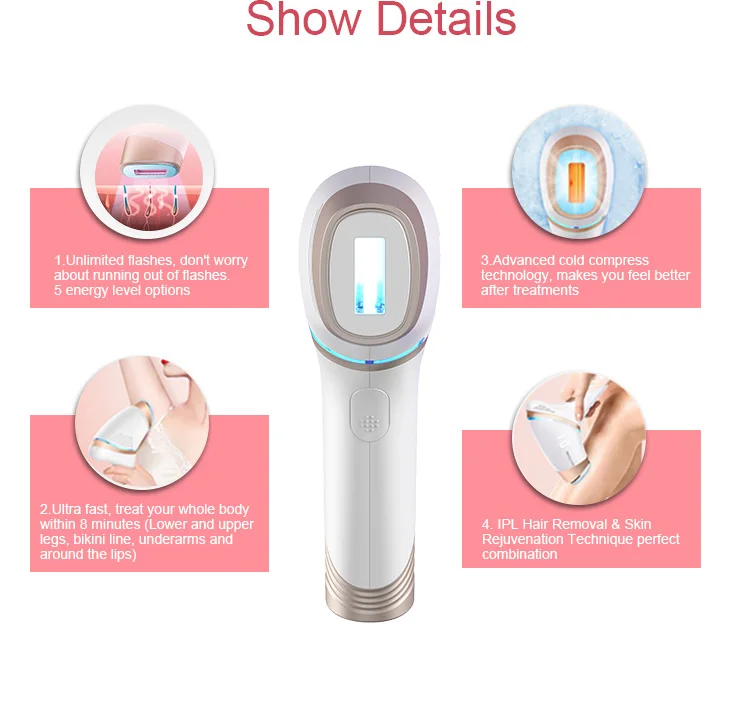 Laser Ice Cool Ipl Hair Remover Beauty Equipment Handset Home Use Women Leg Arms Body Ipl Cooling Hair Removal Photon Device