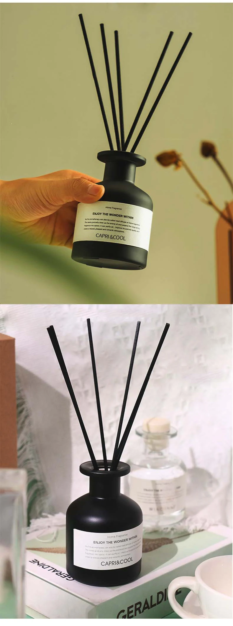 Ceramic High Quality Aromatherapy Unique Transparent 120ml Augeo Base Liquid Scented Reed Diffuser
