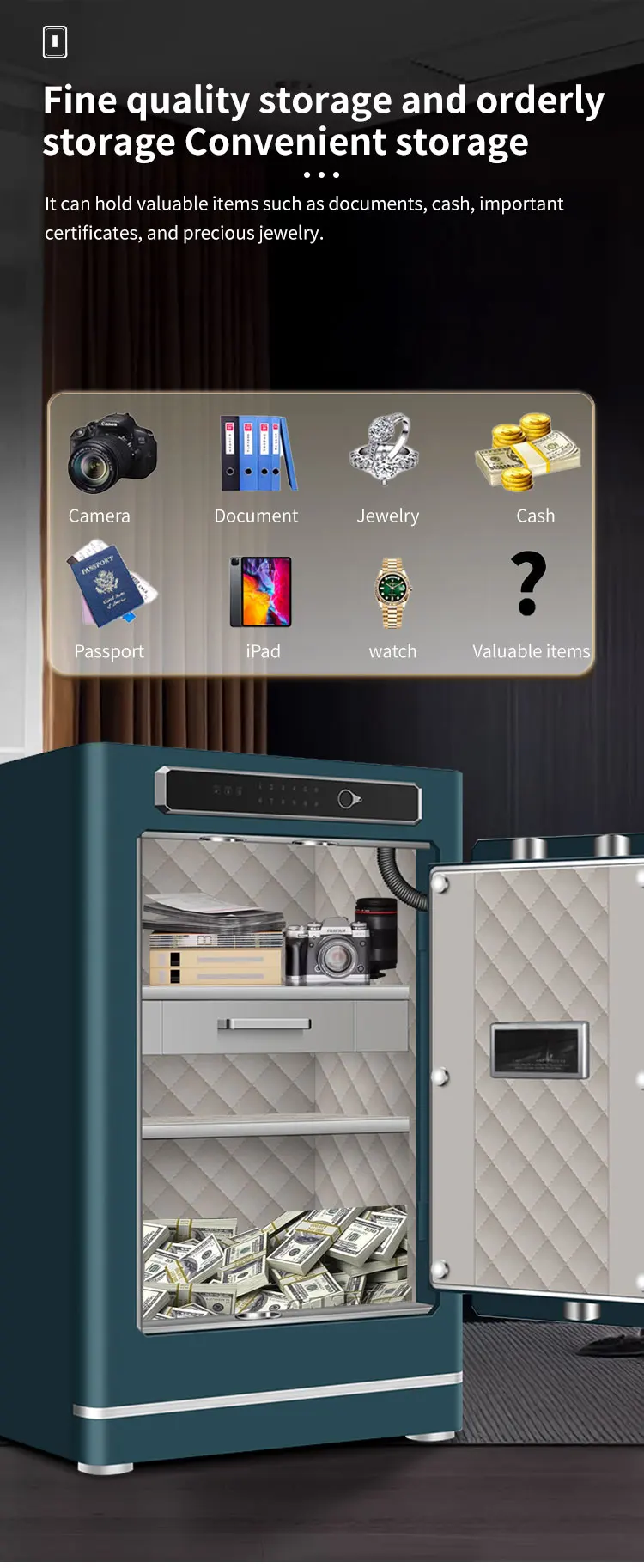 CEQSAFE TUYA APP Anti-Theft All-Steel Hotel Office Home Safe Intelligent Fingerprint Fireproof Simple Box Password Safe manufacture