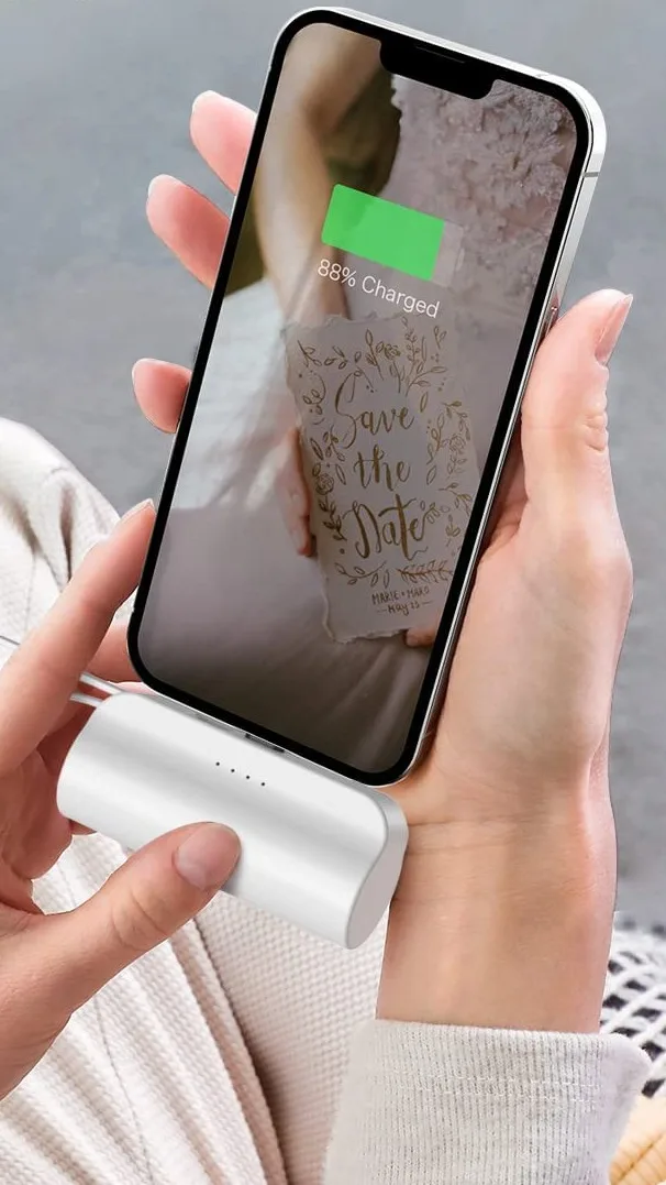 Mini Portable Charger For Iphone With Built In Cable 4000mah Power Bank Small