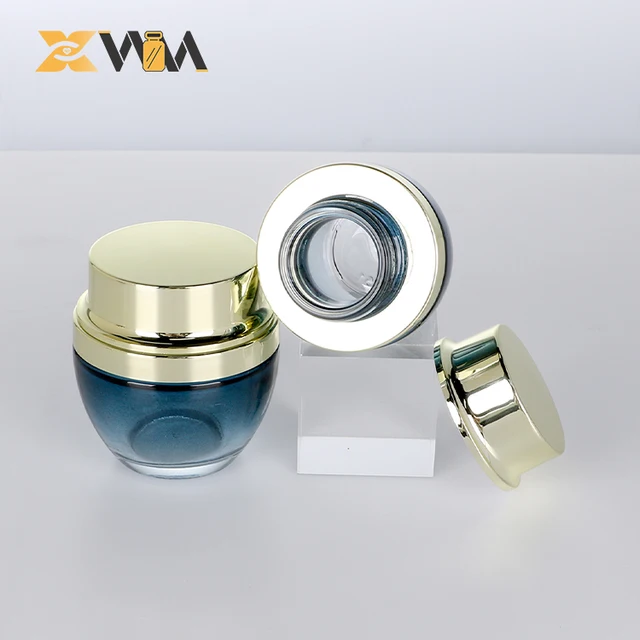 OEM Fully Customizable 40ml 50ml Gradient Glass Round Bottle + Logo Embossing for Hydrating Facial Lotion