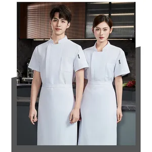 Professional Unisex Slim Soft Anti-Winkle Cooking Work Chef Coat Jacket Woven Fabric Uniform for Men and Women