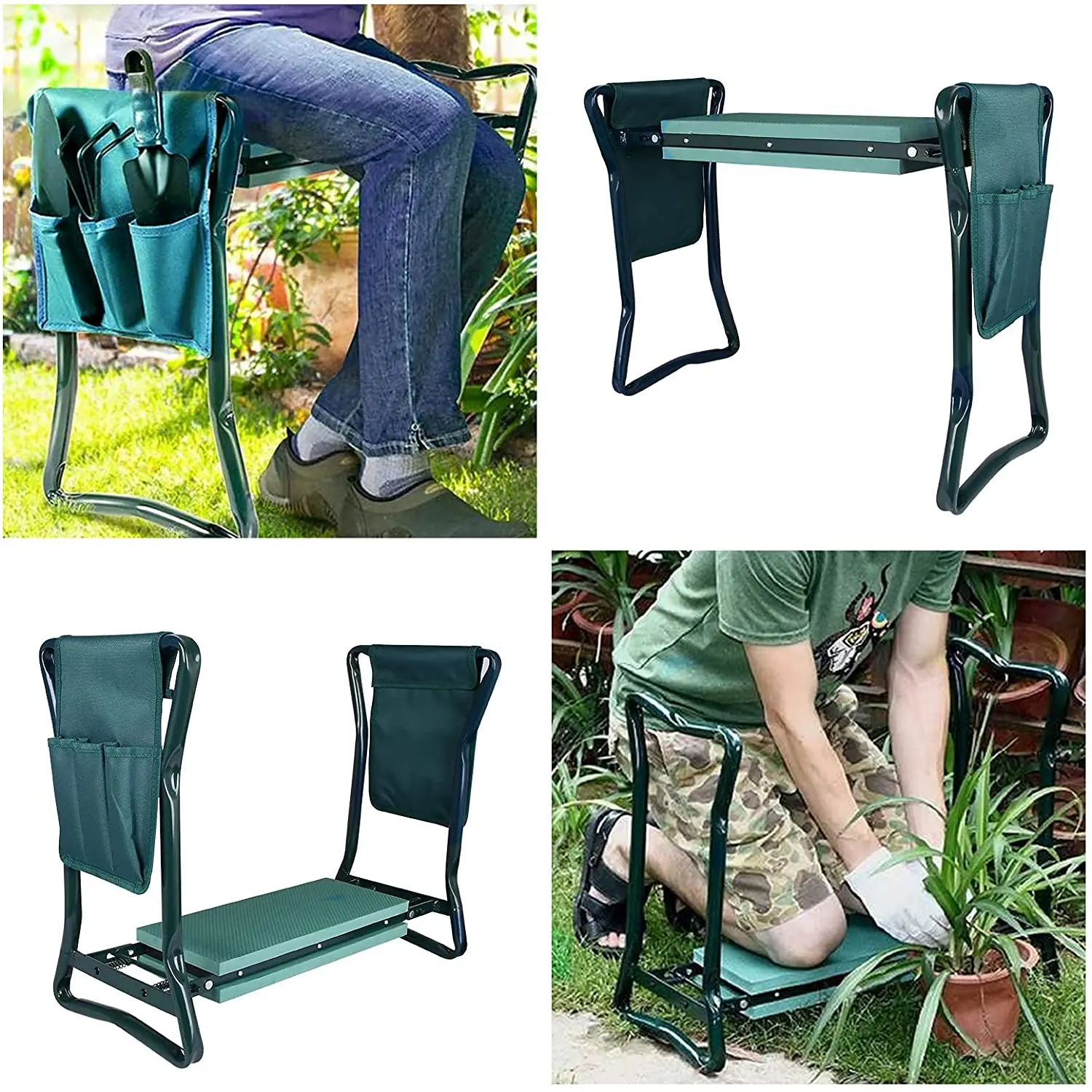 Folding Deep Seat Foldable Garden Kneeling Pad Chair Bench Seat Stool