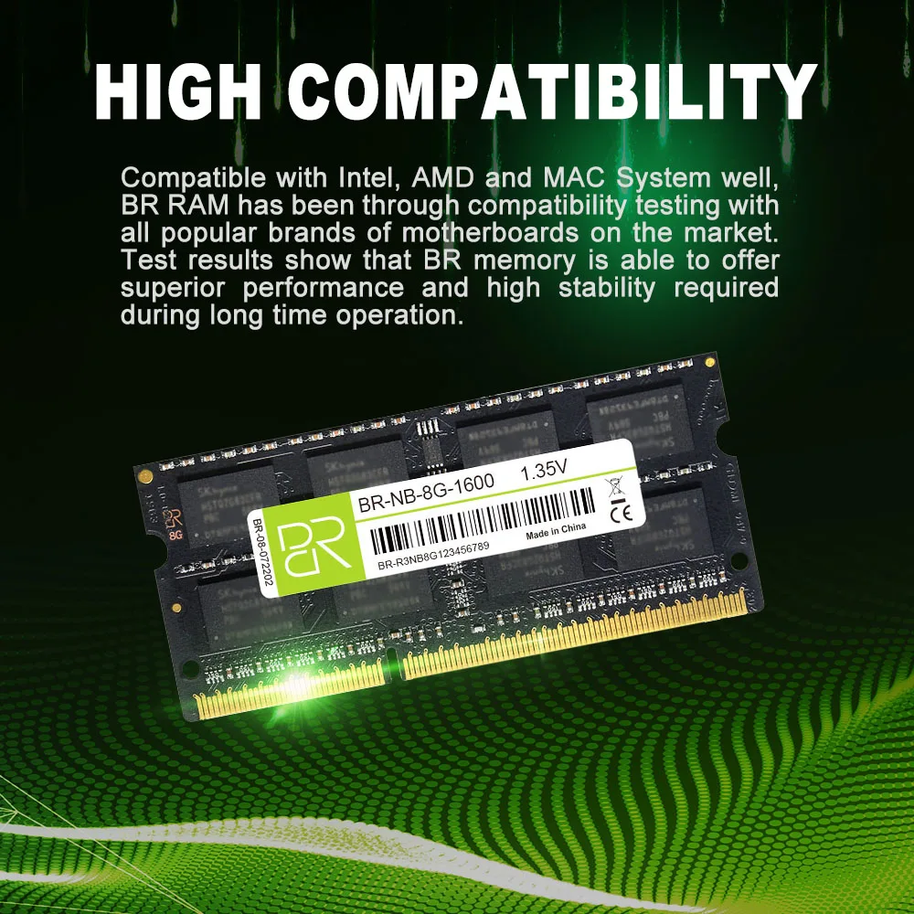 BR卸売 RAM DDR3 8GB 最高品質 DDR3 4GB 8GB 1600メモリ ノート