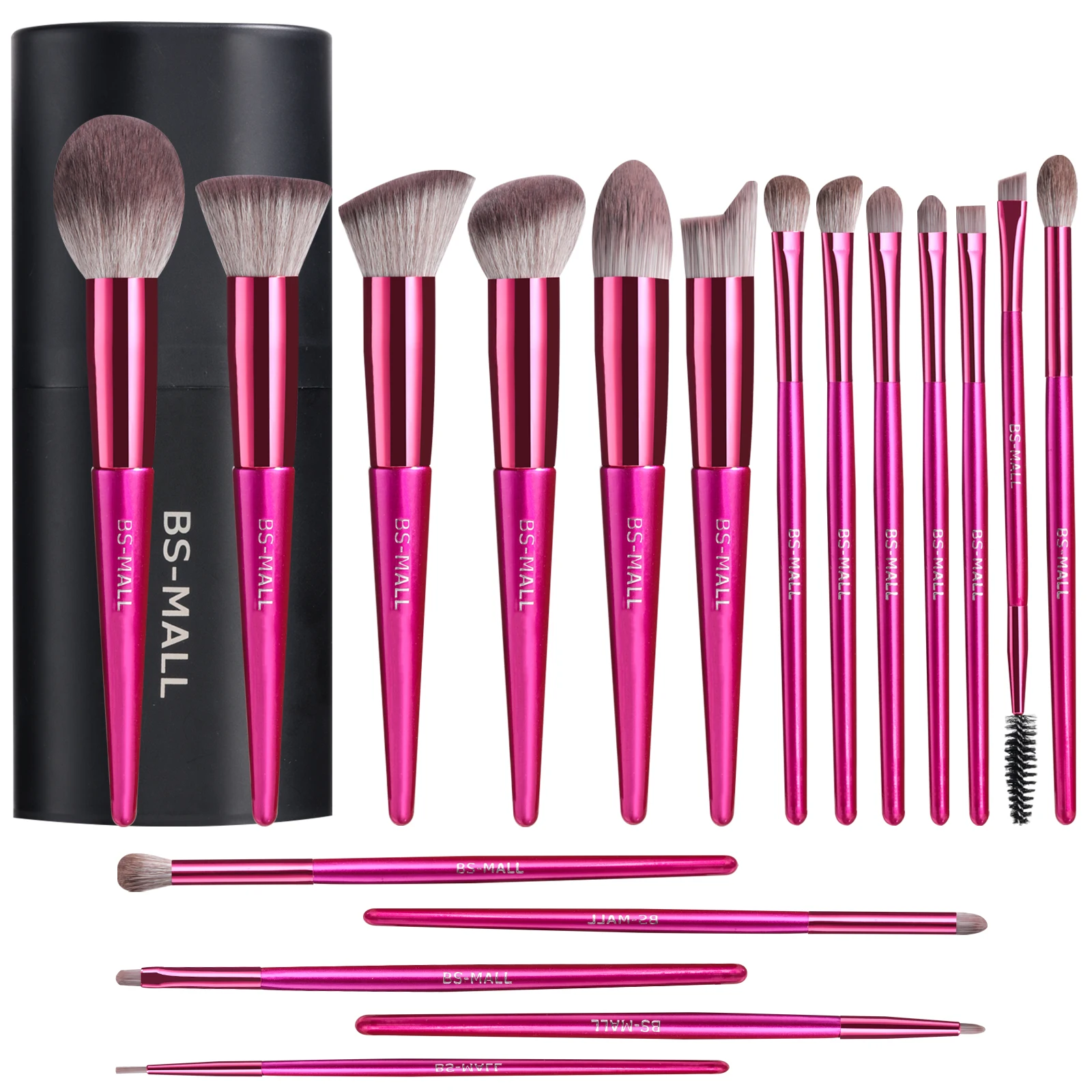 Bsmall Long Handle Makeup Brushes 18pcs Full Size Cruelty Free