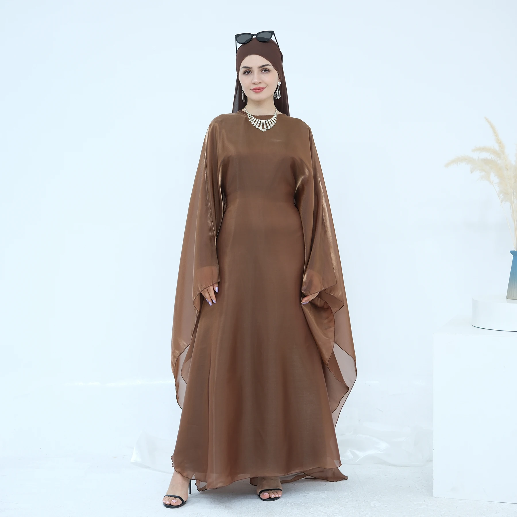 2026 Muslim Women Abaya Dress 2pc Set Dubai Elegant Fashion Islamic Modest Abaya Women Muslim Dress Butterfly Casual Robe Dress