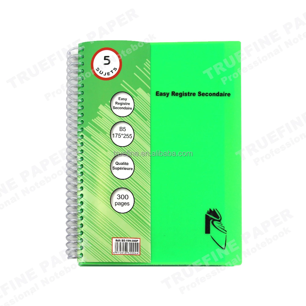 Personalized A4 Plastic Cover Custom Printed 5 Subject Double Spiral Notebook