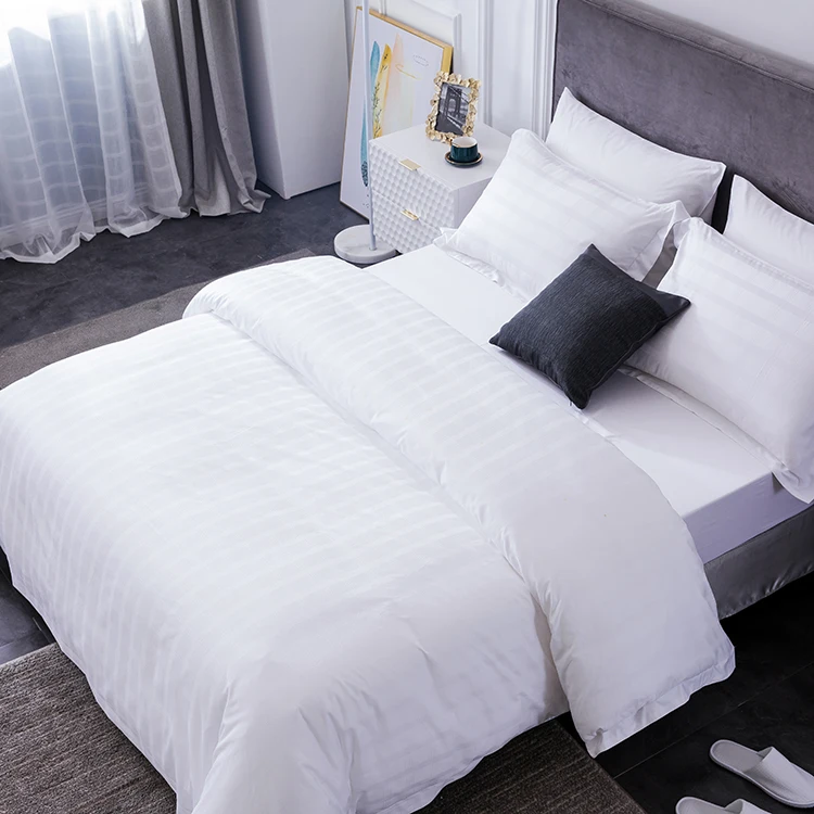Hotel New Project Opening Demand White Duvet Cover 100 % Cotton Material Bed Sheet Pillow Case Linen Products