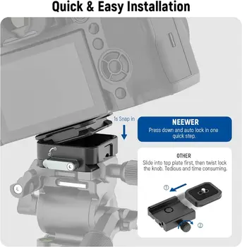 NEEWER Arca Type Quick Release Plate Kit, Four Side Slot Compatible with Arca Swiss Camera Mount Adapter with 1/4 3/8" Threads detail image