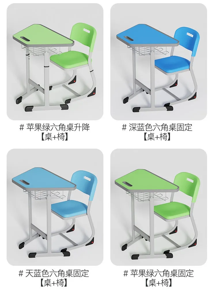 Adjustable trapezoid student desk Student School Desk And Chair Set middle school desk and chair