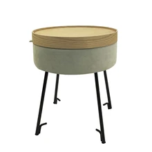 Living Room Bedroom Footstool Velvet Storage Ottoman Stools With Storage Round Footrest Stool With Tray