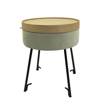 Living Room Bedroom Footstool Velvet Storage Ottoman Stools With Storage Round Footrest Stool With Tray