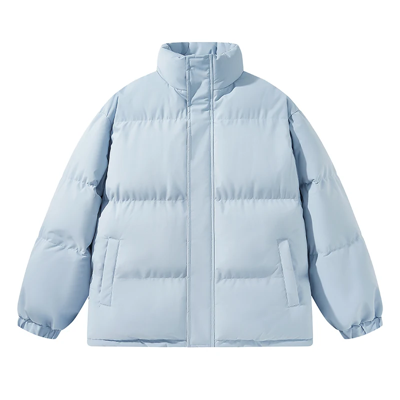 Unisex Zipper-up Coat Stand Collar Big Thermal Winter Jacket Poly Filled Puffer Coats_voghion.com