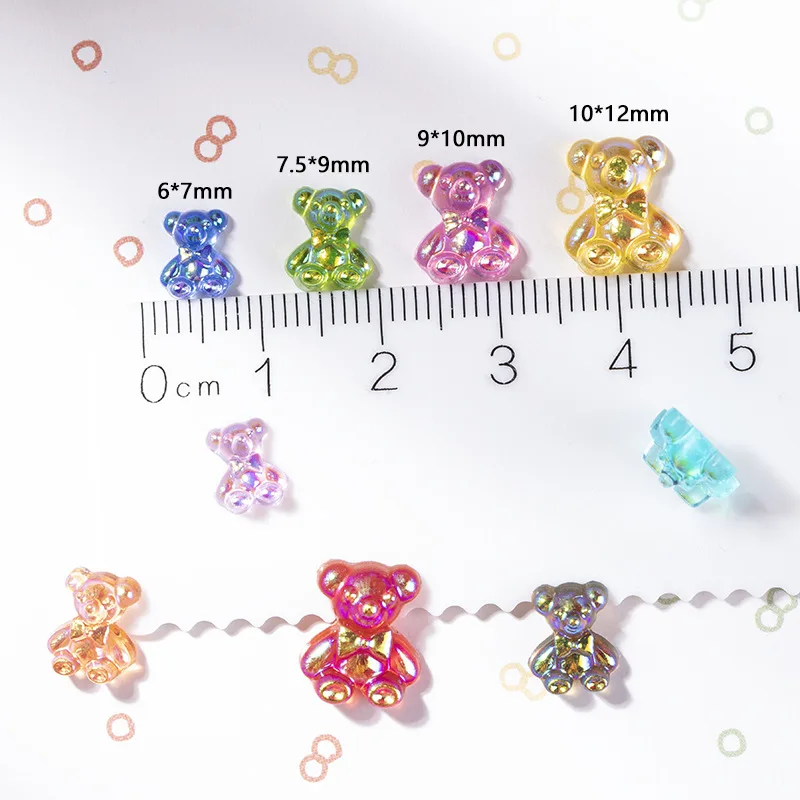 Kawaii Resin Nail Art Charms 6/7/9/10mm Gummy Bear Candy Design Mix ...