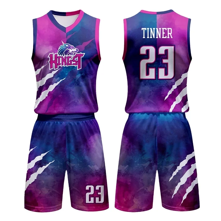 Source Cheap price sublimation college basketball jersey color pink witn  low moq on m.