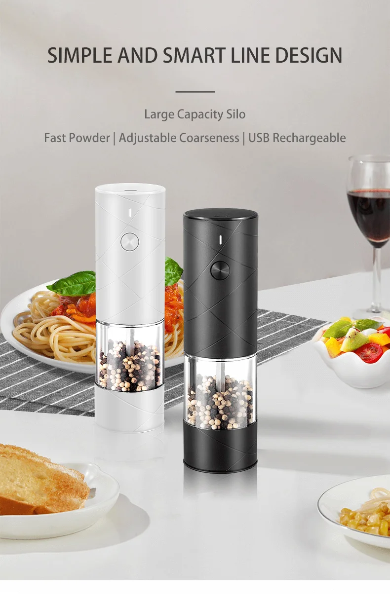 Usb Rechargeable One-button Automatic Spice Pepper Mill Electric Salt ...