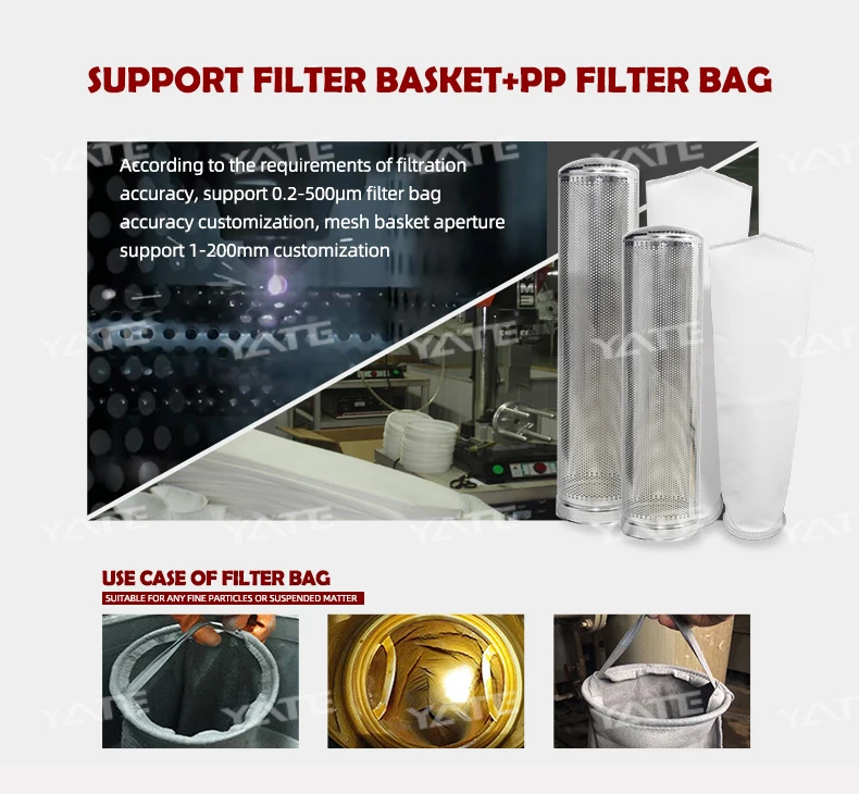 Stainless Steel 304/316 Bag Filter Housing with 0.1 Micron Precision 500L/Hour Flow Rate and 0.6Mpa Working Pressure