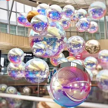 Christmas ball Wedding stage decoration inflatable Silver Mirror Sphere balls colorful mirror inflatable ball for advertisement