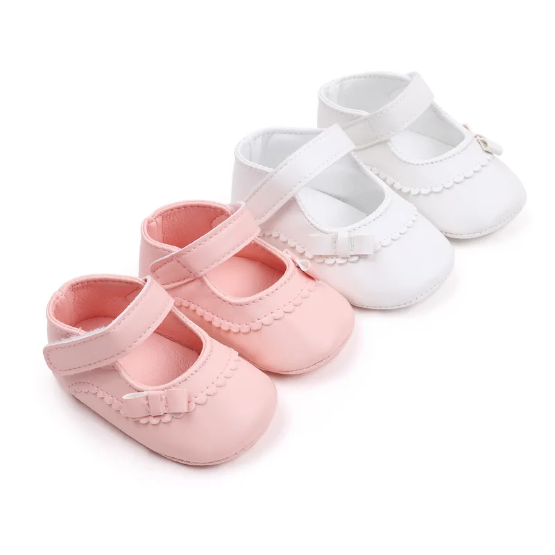 Solid Color Baby Girl Leather Shoes Soft Soles Shallow Mouth Single Shoes Foreign Style Princess Walking Shoes