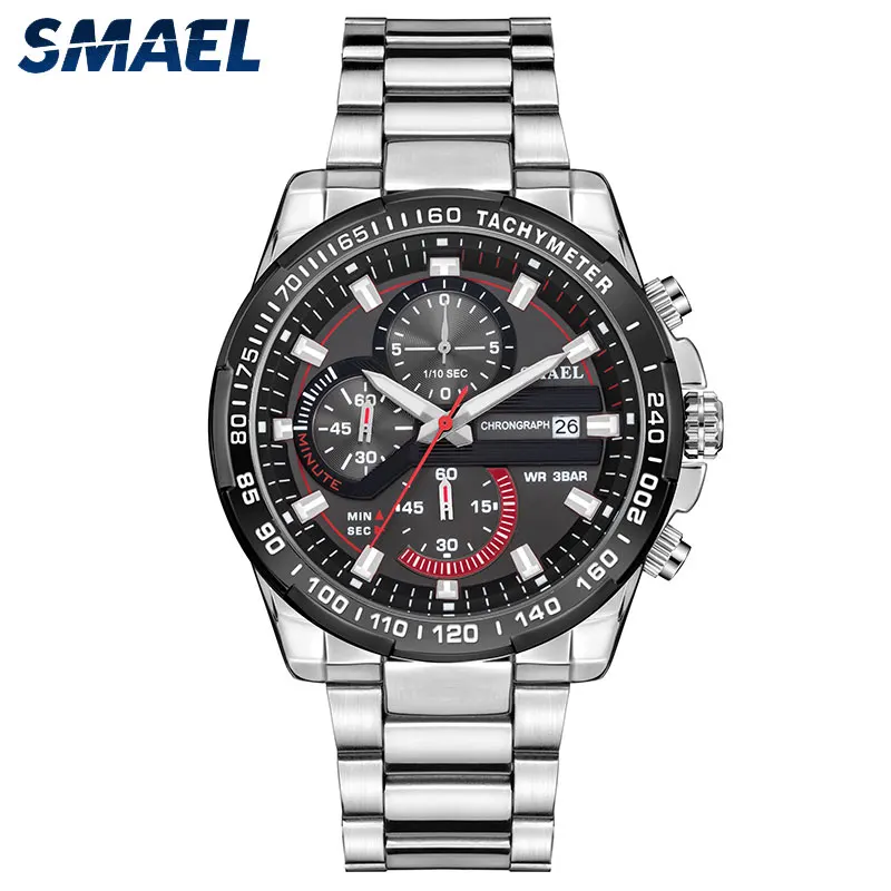 SMAEL 9089 Analog Quartz Watch Men Water Resistant Stainless Steel Wrist Watch