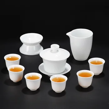 Egg-shell Ceramic Teacup Light Luxury High-end Tea Making Device Gift Set Porcelain Sweet White Porcelain Gaiwan Kung Fu Tea Set