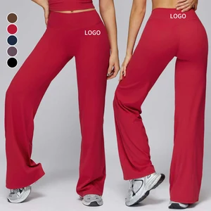 Custom High Waist Butt Lift Yoga Pants Tummy Control Bell Bottoms Wide Leg Pants Running Workout Straight Leg Baggy Sweatpants