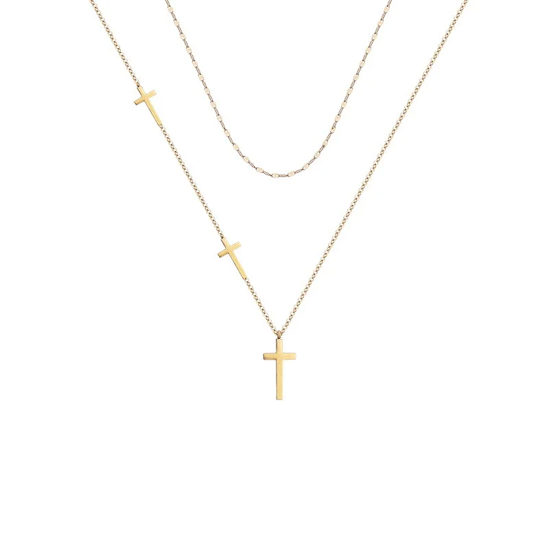 Wholesale 18k Gold Plated Stainless Steel Double Cross Cross Pendant ...