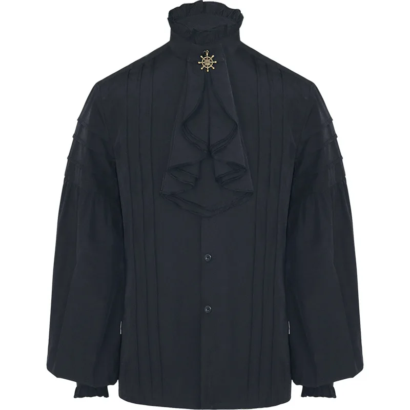 T-shirt Médiéval Homme à Col Châle - Style Gothique, Renaissance, Pour Cosplay, Fêtes Et Halloween - 2