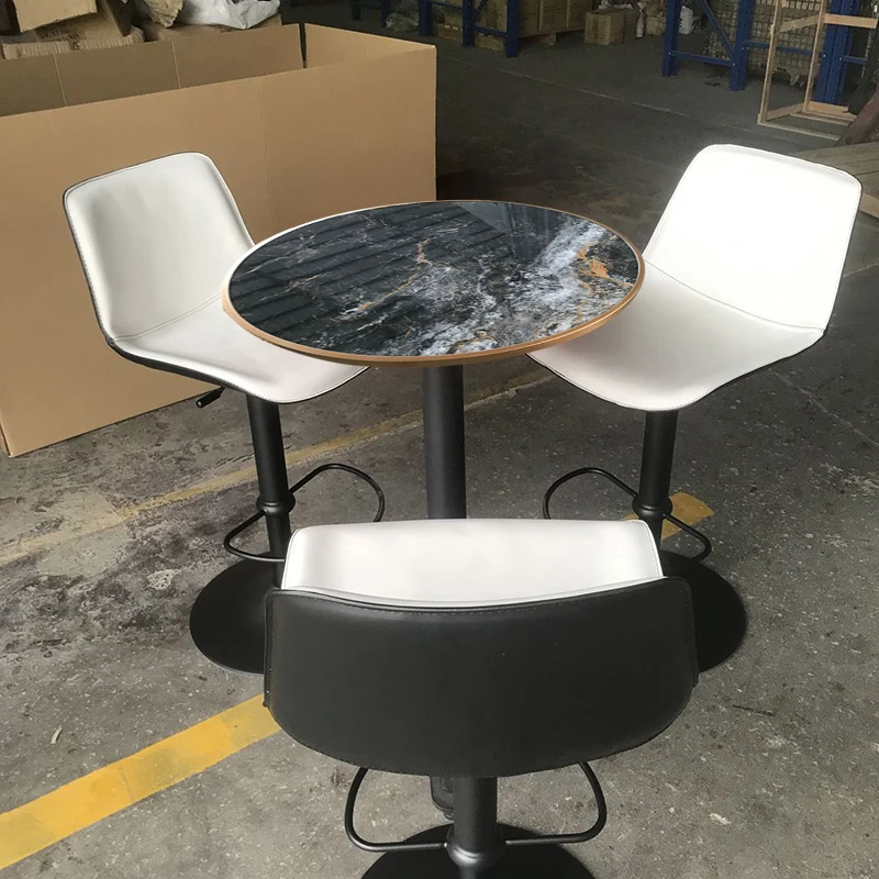 Роскошные высококачественные удобные регулируемые белые поворотные высокие стулья из натуральной кожи с металлическим основанием барный стул