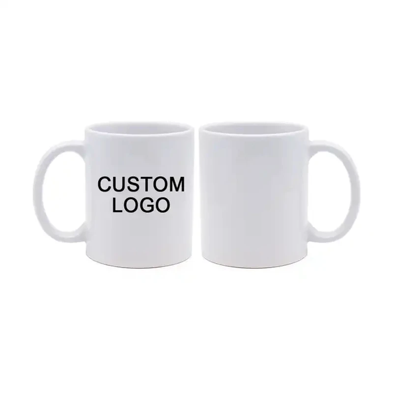 Wholesale 11oz White Promotion Porcelain Cup Simple Mug Custom