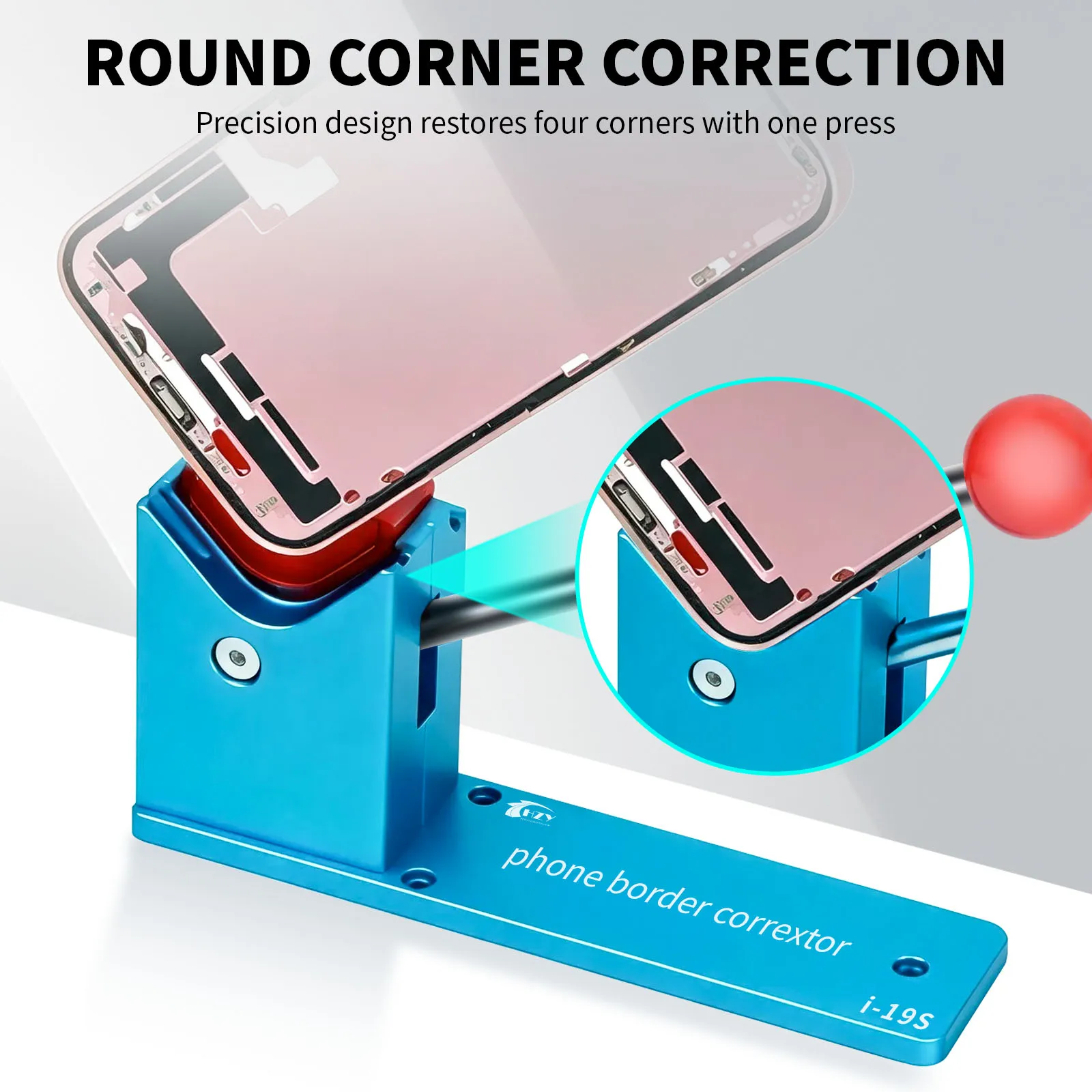 HZY I-19S 2-in-1 Border Corrector Round Corner Straight Edge Dent Repair Tool for iPhone 12-17 Pro Max Mid Frame Repair